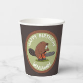 チェーンソーの誕生日おもしろいのビーバー 紙コップ (裏面)