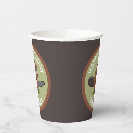 チェーンソーの誕生日おもしろいのビーバー 紙コップ (左)