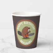 チェーンソーの誕生日おもしろいのビーバー 紙コップ (正面)