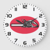 チェーンソーはっきりしたランバージャッキの伐採具 ラージ壁時計 (正面)