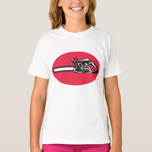チェーンソーはっきりしたランバージャッキの伐採具 Tシャツ (正面)