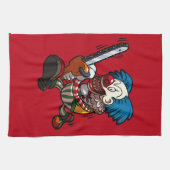 チェーンソーカラフルピエロハロウィンホラーマンガ キッチンタオル (横)