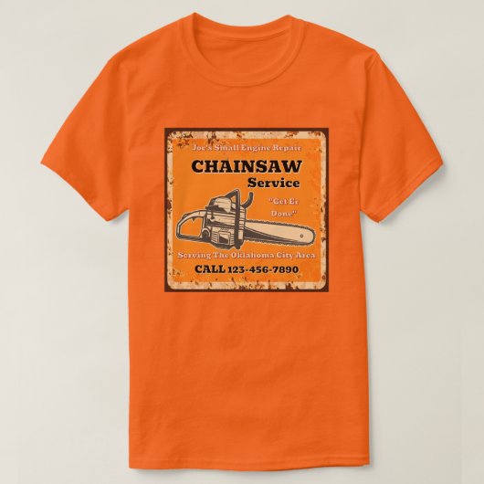 チェーンソーサービス 小型エンジン修理のカスタマイズ Tシャツ (デザイン正面)