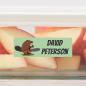 チェーンソーパーソナライズされたマンガのユーモアを持つビーバー ラベル (貼付)