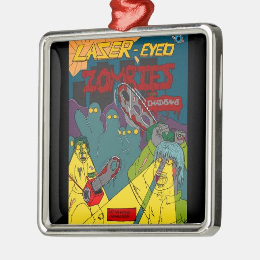チェーンソー付きレーザーアイドゾンビオーナメント メタルオーナメント (左)