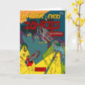 チェーンソー式グリーティングカード付きレーザーアイドゾンビ カード (黄色い花)