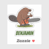 チェーンソー漫画おもしろいイラストレーション付きビーバー シール (シート)