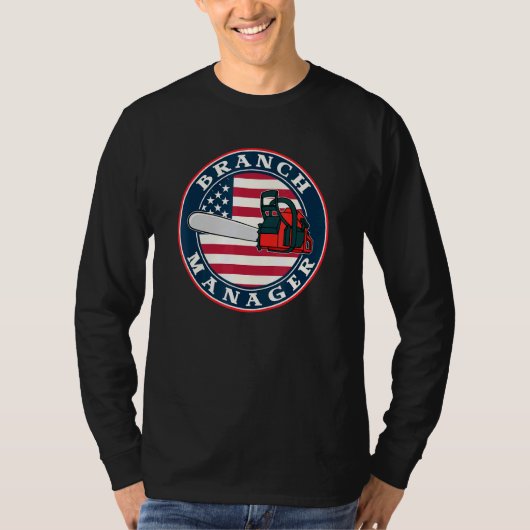 チェーンソー・アメリカ国旗の支店長 Tシャツ (正面)