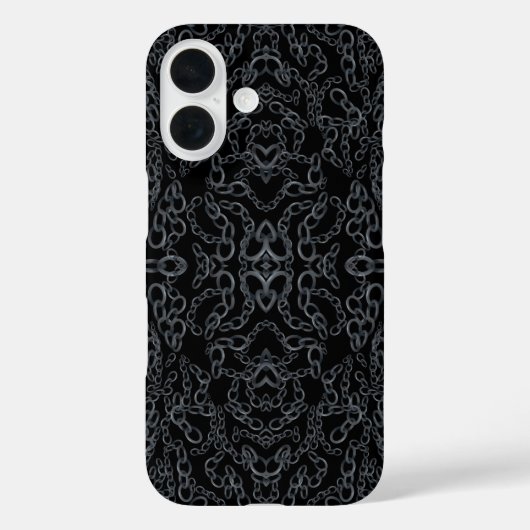 チェーンデザインの抽象的なミラーリング画像 グレー×ブラックアート Case-Mate iPhoneケース (裏面)