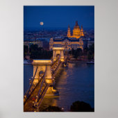 チェーンブリッジと夜の満月 ポスター (正面)