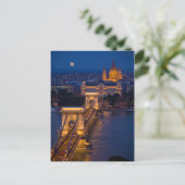 チェーンブリッジと夜の満月 ポストカード (スタンド正面)
