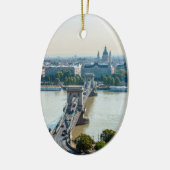 チェーンブリッジ - ブダペスト, ハンガリー 空中写真 セラミックオーナメント (左)