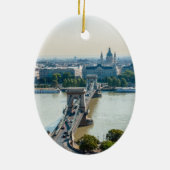 チェーンブリッジ - ブダペスト, ハンガリー 空中写真 セラミックオーナメント (裏面)