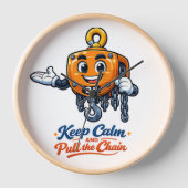 チェーンブロック マスコット Keep Calm 壁掛け時計 壁時計 (正面)