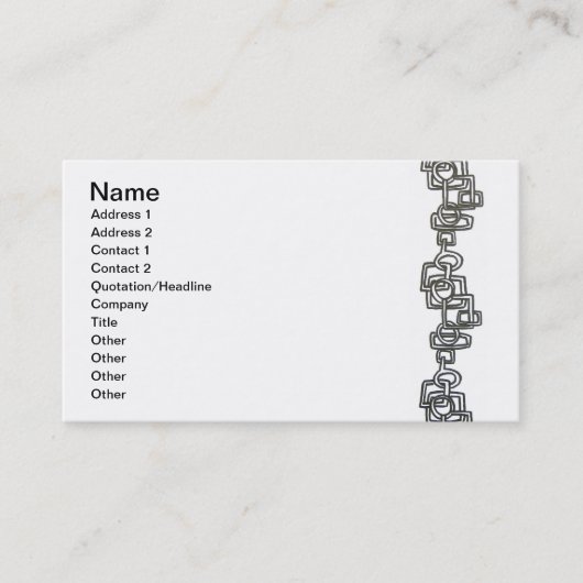 チェーンリンクシックな白黒ミニマルモダンリスト 名刺 (正面)