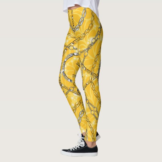 チェーン付きダマスクパターン レギンス (左)