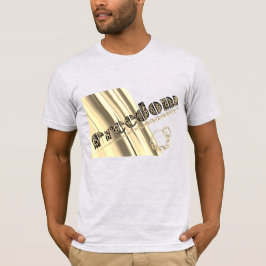 チェーン内の自由書金属金ゴールド効果 Tシャツ