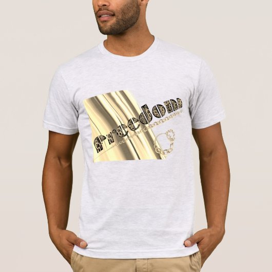 チェーン内の自由書金属金ゴールド効果 Tシャツ (正面)