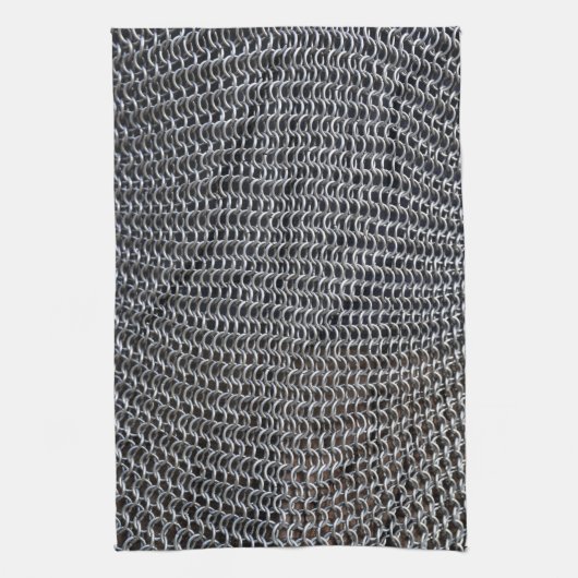 チェーン・メールの装甲中世騎士戦闘機に彼の金属をかぶせて下さい キッチンタオル (縦)