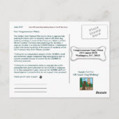 チェ救ーク外の犬歩く下院議員ペロシ！ ポストカード (裏面)