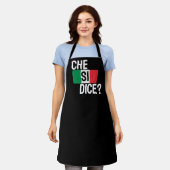 チェ・シサイコロ?「どうしたの？」 イタリアンことわざブラック エプロン (着用した状態)