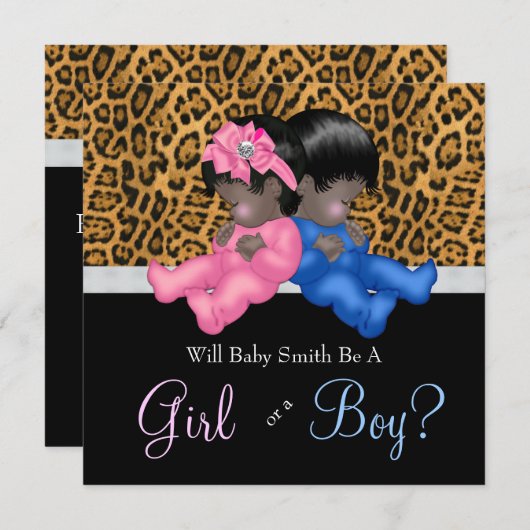 チエエレガントタベビー性別がシャワーを明らかにする 招待状 (正面/裏面)