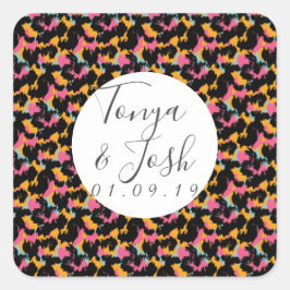 チエカラフルタプリントパタモダンン結婚ズ スクエアシール