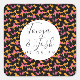 チエカラフルタプリントパタモダンン結婚ズ スクエアシール