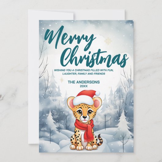 チエタおもしろいメリークリスマスツリー雪ホリデーパーティー シーズンカード (正面)