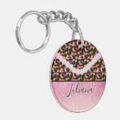 チエタアニマルプリントピンクパール キーホルダー (正面左)