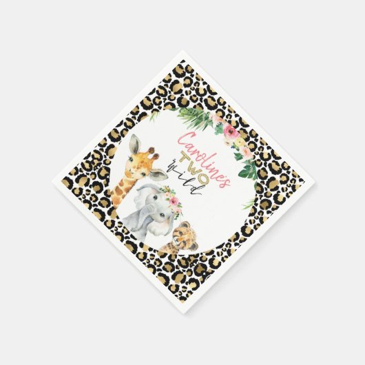 チエタプリントサファリグリッタートゥワイルド誕生日 スタンダードカクテルナプキン (角)