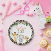 チエタプリントサファリグリッタートゥワイルド誕生日 ペーパープレート (パーティー)