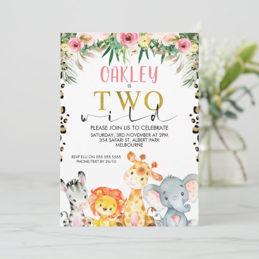 チエタプリントサファリルツワイルド誕生日招待状 招待状 (スタンド正面)