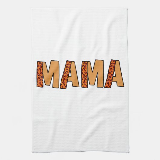 チエタプリントヒョウ母 キッチンタオル (縦)