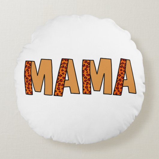 チエタプリントヒョウ母 ラウンドクッション (正面)