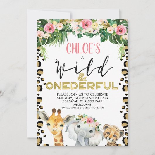 チエタプリントフローラオンダーフル誕生日 招待状 (正面)