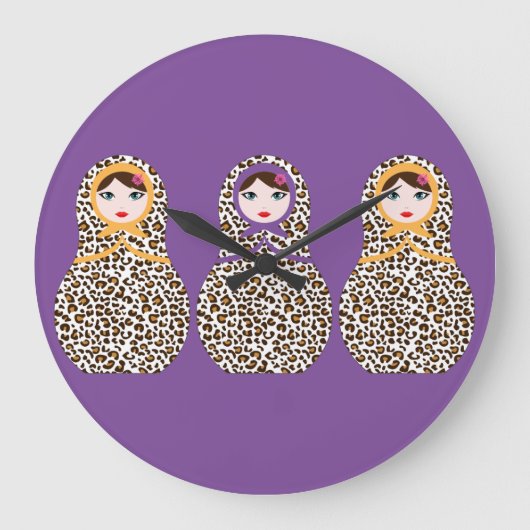 チエタプリントマトリヨシュカウォールクロック ラージ壁時計 (正面)