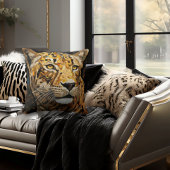 チエタ顔モザイクスタイリッシュキャットブラック&金ゴールド クッション