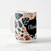チエパーソナライズされたタヒョウアニマルプリント コーヒーマグカップ (正面左)
