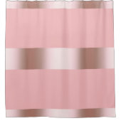 チエレガントックバラ金ゴールドとピンクのストリップ シャワーカーテン (正面)