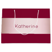 チエレガントックバラ金ゴールドとブルゴーニュのストリップ ラージペーパーバッグ (正面)