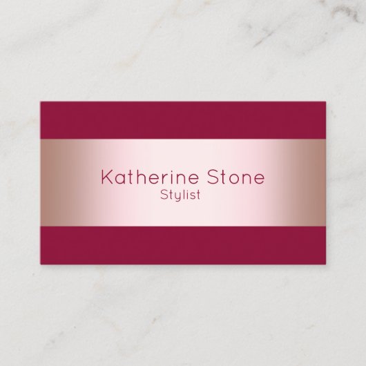 チエレガントックバラ金ゴールドとブルゴーニュのストリップ 名刺 (正面)