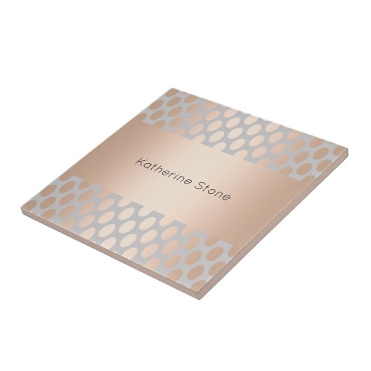 チエレガントックバラ金ゴールド水玉模様パターングレー タイル (側面)