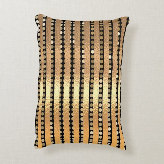 チエレガントックモダンゴールデングリッターブラックストライプ アクセントクッション (裏面(縦))