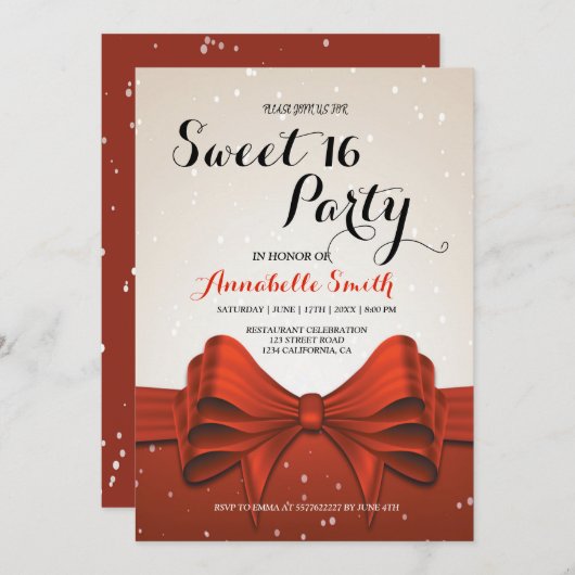 チエレガントックリボンスイート16 招待状 (正面/裏面)