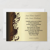 チエレガントョコレート·ブラウン&金ゴールド·フローラ結婚ズ 招待状 (正面)