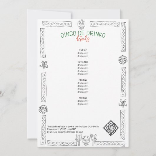 チカスデマヨフィエスタシエスタテキーラバチェロレッテ 招待状 (裏面)