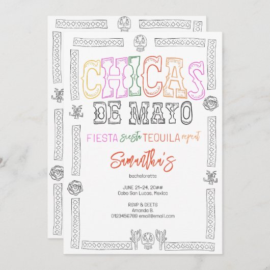 チカスデマヨフィエスタシエスタテキーラバチェロレッテ 招待状 (正面/裏面)