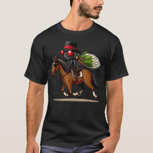 チカダジョッキーホースおもしろいダービーハットレトロヴィンテージ Tシャツ