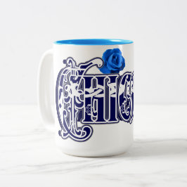 チカナブルーバラバンダナプリント ツートーンマグカップ